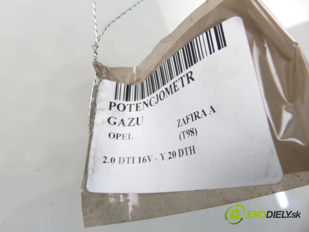 OPEL ZAFIRA A Nadwozie Wielkopojemne (MPV) (T98)  MINIVAN 2003 74,00 2.0 DTI 16V 101 - Y 20 DTH 1995,00 Potenciometer plynu 9202341BT ; 6PV00811400 (Potenciometer plynového pedálu)