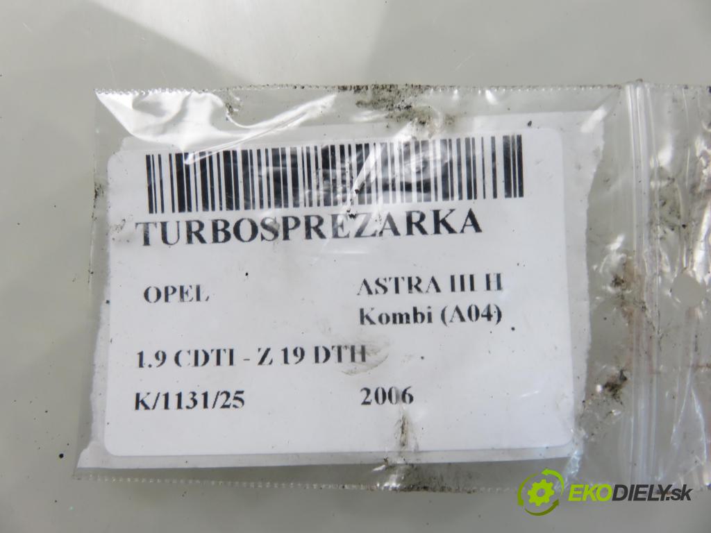 OPEL ASTRA H Kombi (A04) KOMBI 2006 110,00 1.9 CDTI - Z 19 DTH 1910,00 RYCHLONABÍJEČKA: 55196766 (Kompletní turbodmychadlo)
