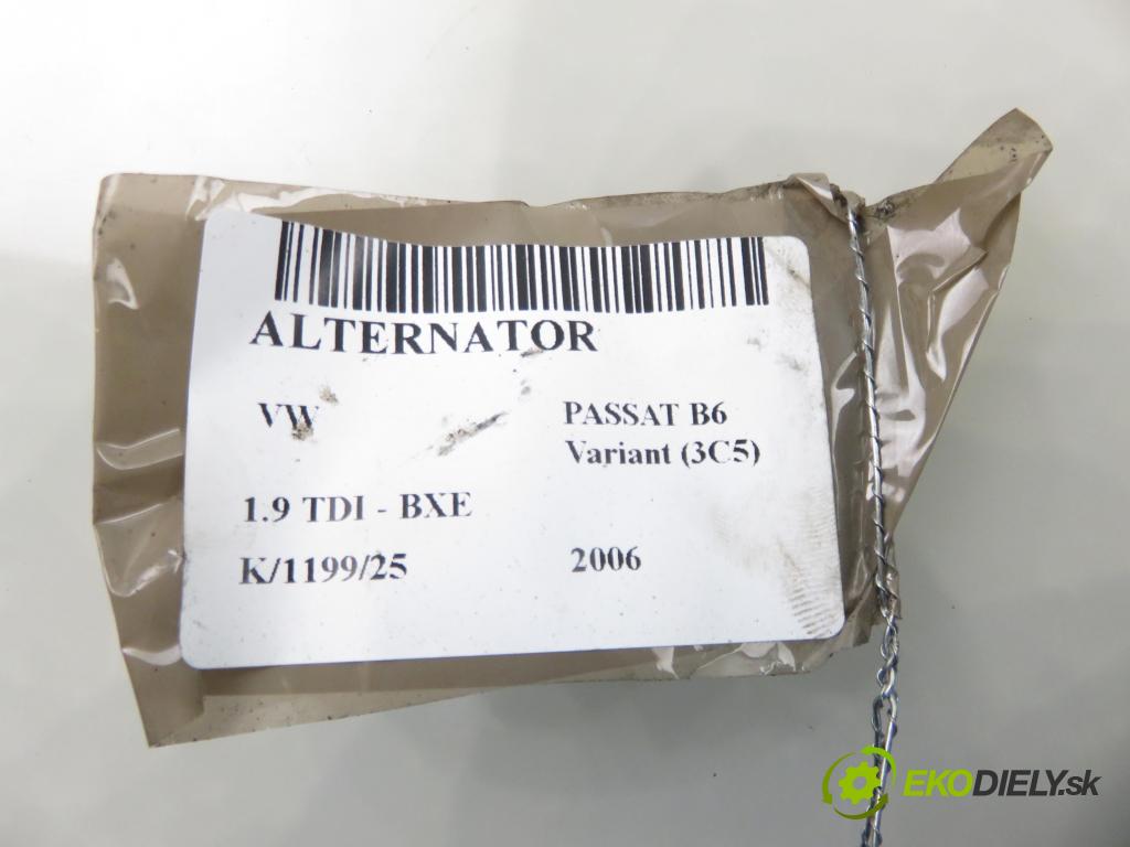 VW PASSAT B6 Variant (3C5) KOMBI 2006 77,00 1.9 TDI - BXE 1896,00 Alternátor 021903026L ; TG17C019 (Alternátor)