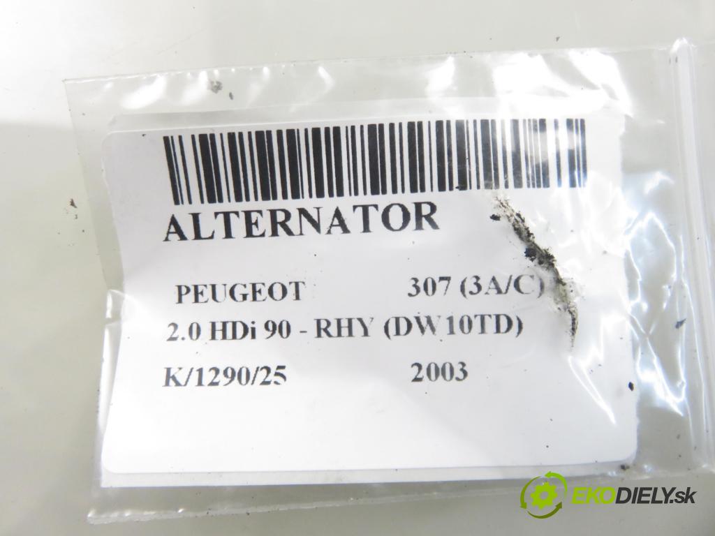 PEUGEOT 307 (3A/C) HB 2003 66,00 2.0 HDi 90 - RHY (DW10TD) 1997,00 Alternátor 9646321880 (Alternátor)