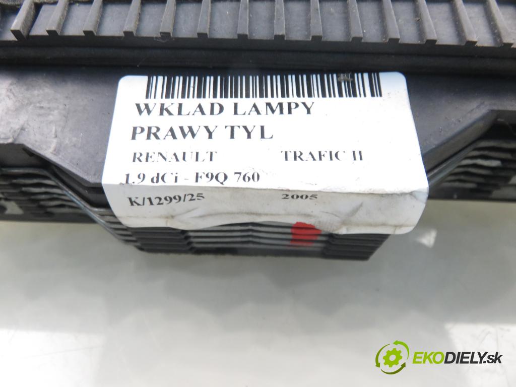 RENAULT TRAFIC II Skrzynia (FL) FURGON 2005 74,00 1.9 dCi - F9Q 760 1870,00 vložka svetla pravy zadné