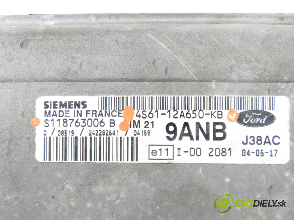 FORD FIESTA V (JH_, JD_) HB 2004 51,00 1.3 - A9JA 1299,00 řídící jednotka motora 4S6112A650KB ; S118763006B