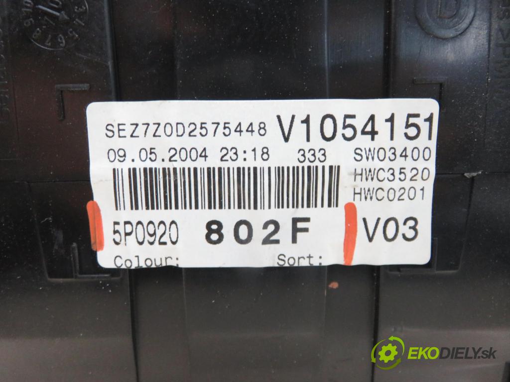 SEAT ALTEA (5P1) HB 2004 75,00 1.6 102 1595,00 prístrojovka elektrický 5P0920802F