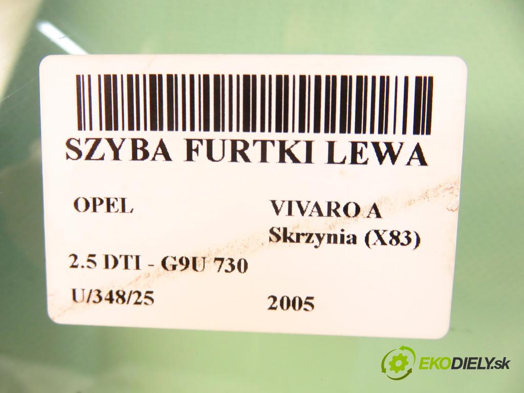OPEL VIVARO A Skrzynia (X83) FURGON 2005 99,00 2.5 DTI 135 - G9U 730 2464,00 okno BRÁNKY levá strana