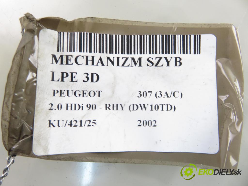 PEUGEOT 307 (3A/C) HB 2002 66,00 2.0 HDi 90 - RHY (DW10TD) 1997,00 mechanismus oken 3D 9637139480 ; 9637131280