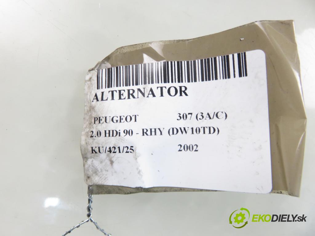 PEUGEOT 307 (3A/C) HB 2002 66,00 2.0 HDi 90 - RHY (DW10TD) 1997,00 Alternátor 9641302580 (Alternátor)