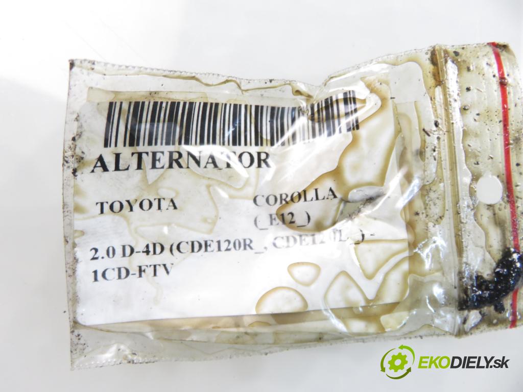 TOYOTA COROLLA (_E12_) HB 2004 66,00 2.0 D-4D 1995,00 Alternátor 2706027090 ; 9664219343 (Alternátor)