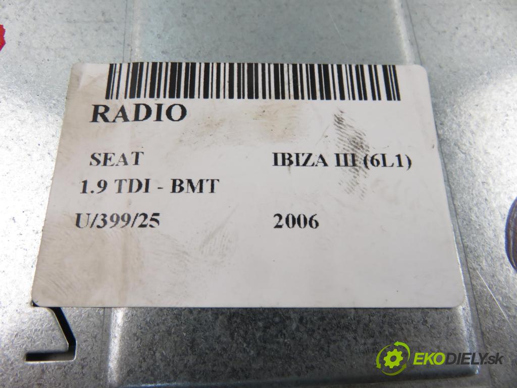 SEAT IBIZA III (6L1) HB 2006 74,00 1.9 TDI - AXR 1896,00 RADIO CD 6L0035156B