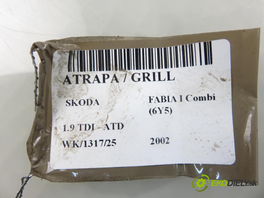 SKODA FABIA I Combi (6Y5) KOMBI 2002 74,00 1.9 TDI - ATD 1896,00 mřížka / maska 6Y0853668