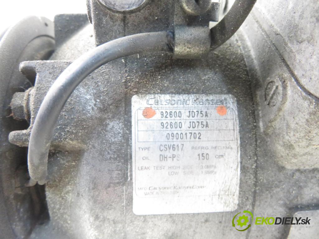 NISSAN QASHQAI / QASHQAI +2 I (J10, JJ10) CROSSOVER 2009 110,00 2.0 dCi Napęd na wszystkie koła - M9R 1995,00 KOMPRESOR: klimatizácie 92600JD75A (Kompresor klimatizácie)