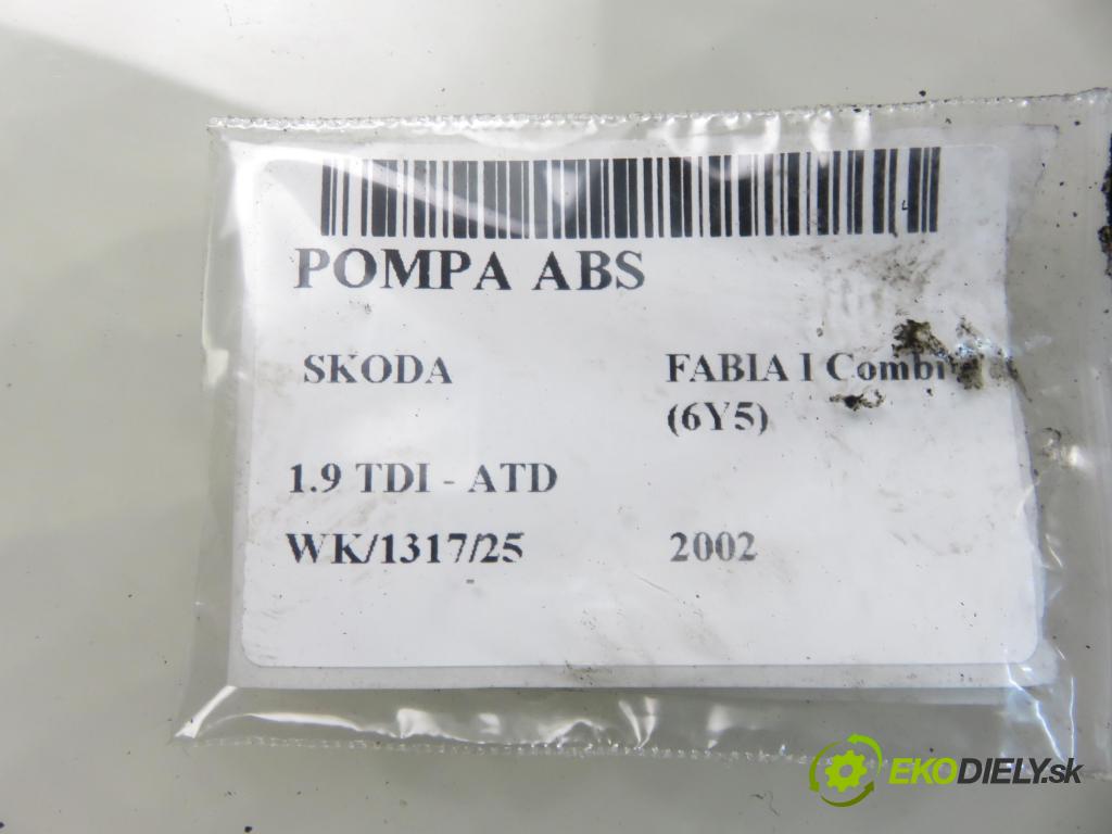 SKODA FABIA I Combi (6Y5) KOMBI 2002 74,00 1.9 TDI - ATD 1896,00 Pumpa ABS 6Q0614417D ; 0265900009 ; 0265224011 (Pumpa ABS)