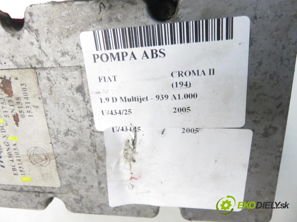 FIAT CROMA (194_) KOMBI 2005 88,00 1.9 D Multijet 120 - 939 A1.000 1910,00 Pumpa ABS 15314103A ; 54084739B (Pumpa ABS)