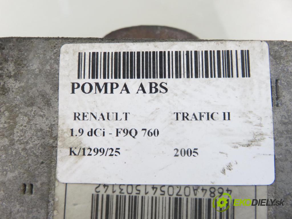 RENAULT TRAFIC II Skrzynia (FL) FURGON 2005 74,00 1.9 dCi - F9Q 760 1870,00 Pumpa ABS 13509005K ; 13664105 ; 54084684A (Pumpa ABS)