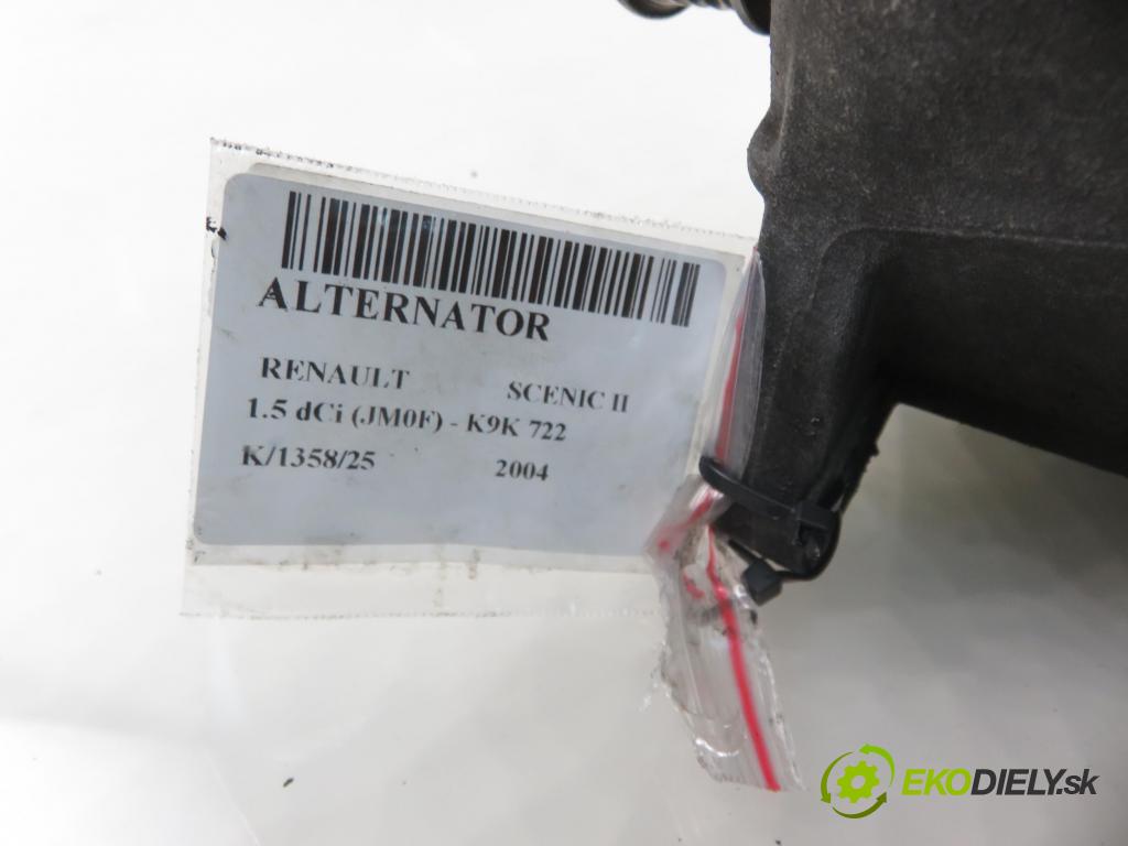 RENAULT SCENIC II (JM0/1_) MINIVAN 2004 60,00 1.5 dCi (JM0F) - K9K 722 1461,00 Alternátor 8200122976 ; 0124525028 (Alternátor)