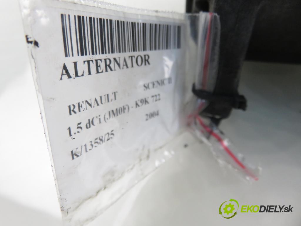 RENAULT SCENIC II (JM0/1_) MINIVAN 2004 60,00 1.5 dCi (JM0F) - K9K 722 1461,00 Alternátor 8200122976 ; 0124525028 (Alternátor)
