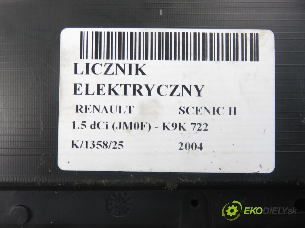 RENAULT SCENIC II (JM0/1_) MINIVAN 2004 60,00 1.5 dCi (JM0F) - K9K 722 1461,00 prístrojovka elektrický P8200365607B