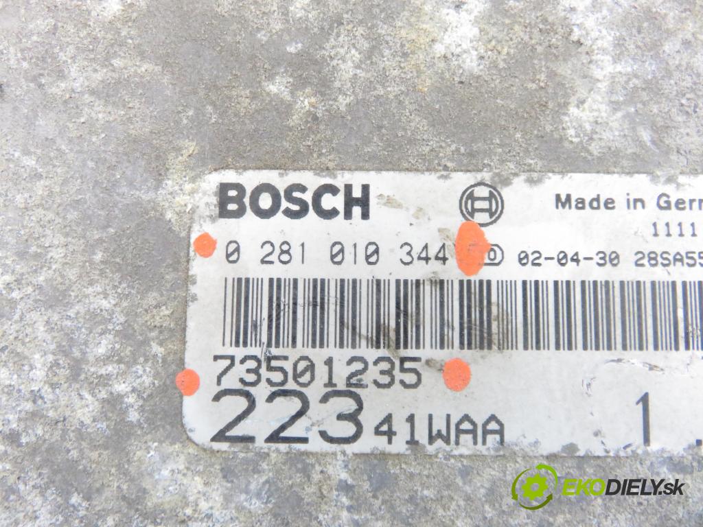 FIAT DOBLO nadwozie wielkoprzestrzenne (MPV) (119_, 223_) KOMBIVAN 2002 74,00 1.9 JTD 100 - 182 B9.000 1910,00 řídící jednotka motora 0281010344 ; 73501235