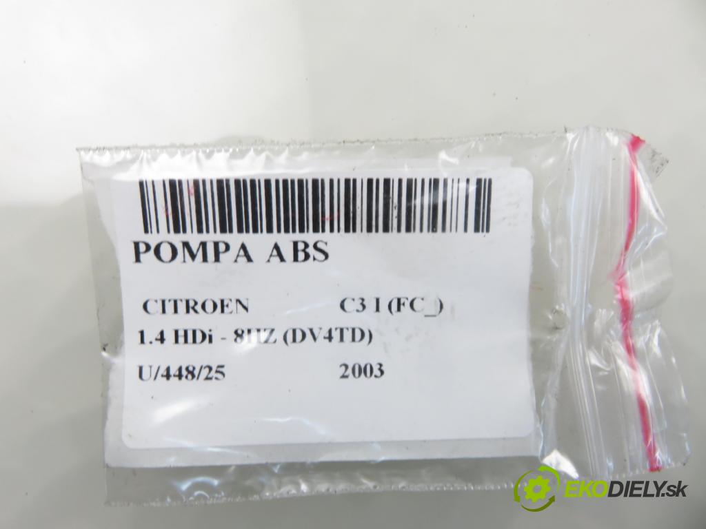 CITROEN C3 I (FC_) HB 2003 50,00 1.4 HDi - 8HZ (DV4TD) 1398,00 Pumpa ABS 10097011083 ; 5WK84107 (Pumpa ABS)