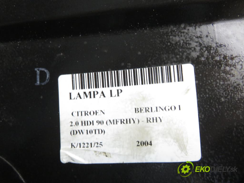 CITROEN BERLINGO / BERLINGO FIRST nadwozie wielkoprzestrzenne (MPV) KOMBIVAN 2004 66,00 2.0 HDI 90 1997,00 světlo LP 9644150980