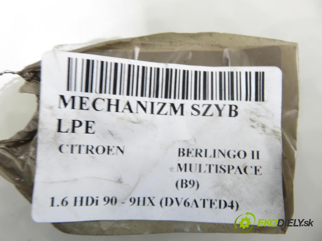 CITROEN BERLINGO MULTISPACE (B9) KOMBIVAN 2009 66,00 1.6 HDi 90 - 9HX (DV6ATED4) 1560,00 mechanismus oken 9680558180