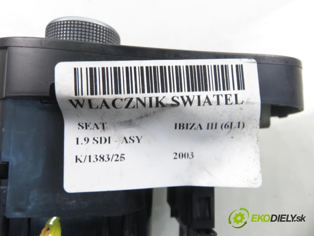 SEAT IBIZA III (6L1) HB 2003 47,00 1.9 SDI - ASY 1896,00 prepínač svetlá 6L1941531Q