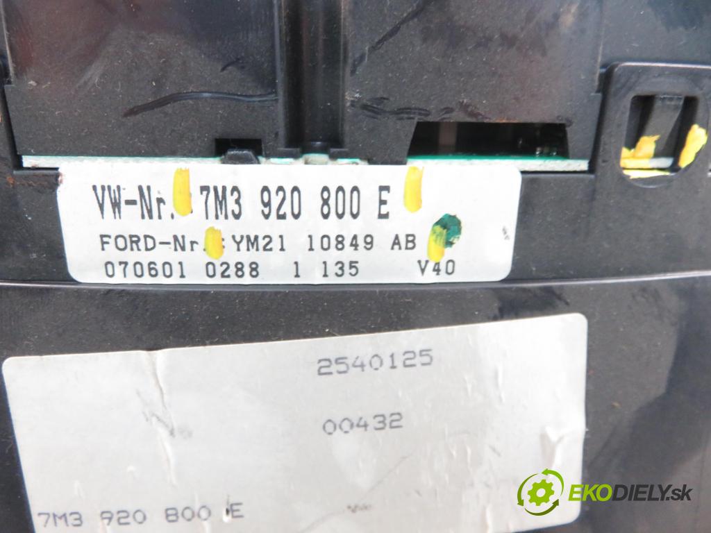 VW SHARAN (7M8, 7M9, 7M6) MINIVAN 2000 85,00 2 - ATM 1984,00 prístrojovka elektrický 7M3920800E ; YM2110849AB