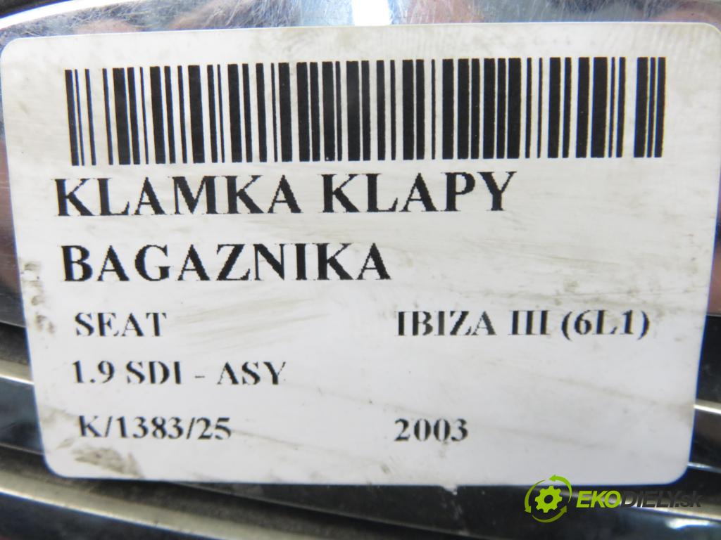 SEAT IBIZA III (6L1) HB 2003 47,00 1.9 SDI - ASY 1896,00 klika dveří kufr 6L6827573D ; 6L6827573E ; 1M0959781A