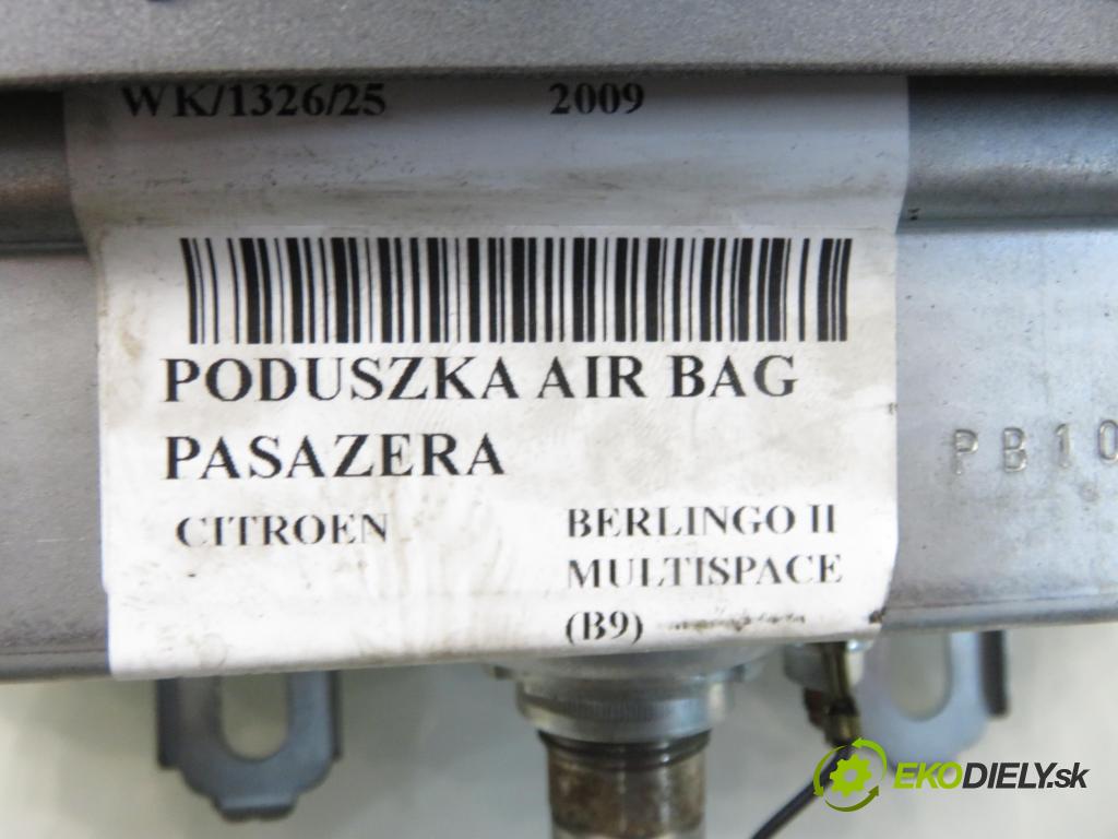 CITROEN BERLINGO MULTISPACE (B9) KOMBIVAN 2009 66,00 1.6 HDi 90 - 9HX (DV6ATED4) 1560,00 AirBag air BAG CESTUJÍCÍ: 96809223NJ