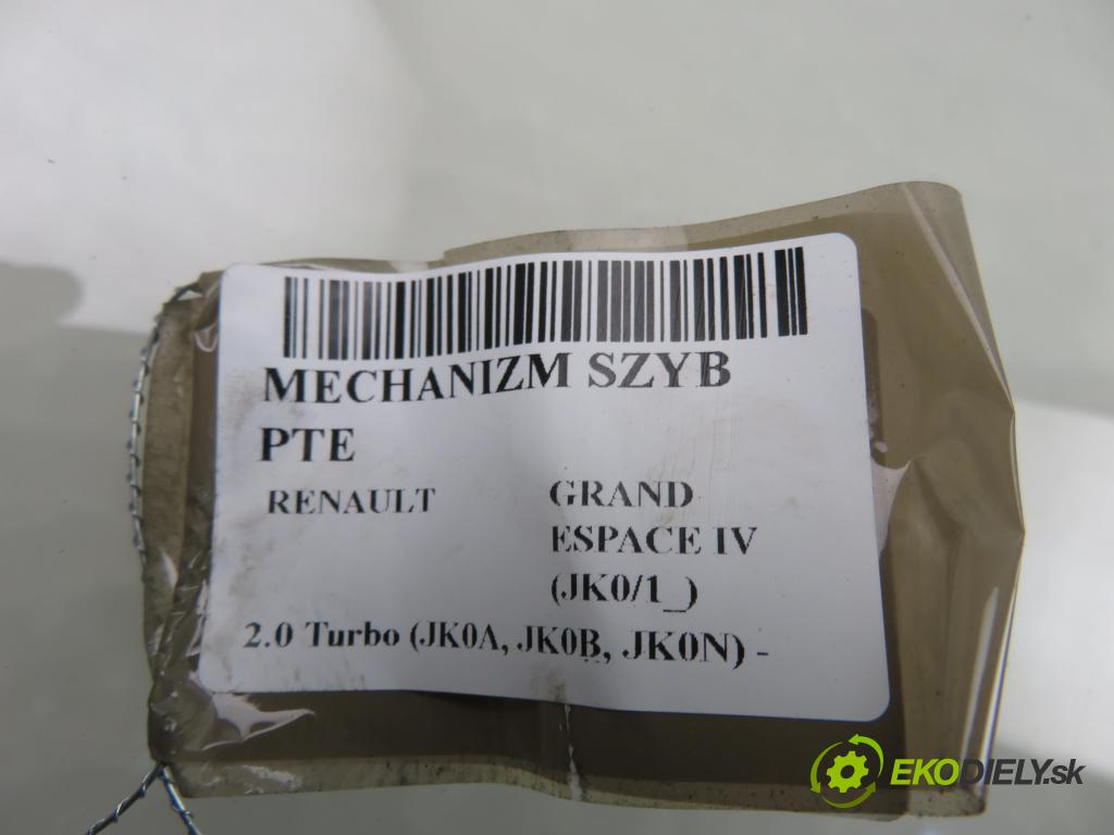 RENAULT GRAND ESPACE IV (JK0/1_) MINIVAN 2003 125,00 2.0 Turbo (JK0A, JK0B, JK0N) - F4R 797 1998,00 mechanismus oken PTE 8200017906 ; 400631B