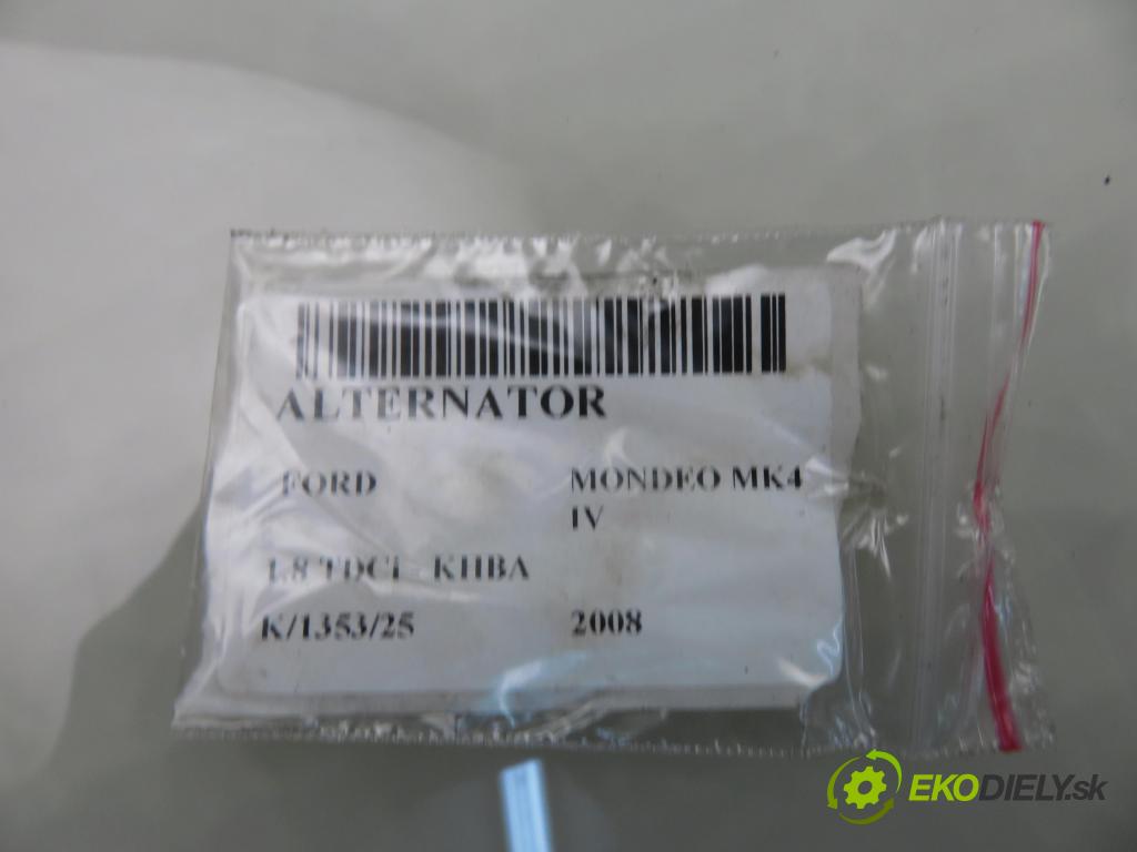 FORD MONDEO IV (BA7) LIFTBACK 2008 92,00 1.8 TDCi - KHBA 1753,00 Alternátor 0121615008 (Alternátor)