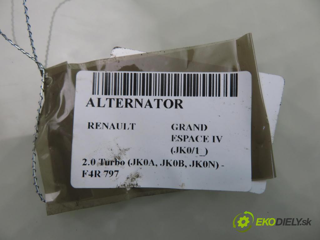 RENAULT GRAND ESPACE IV (JK0/1_) MINIVAN 2003 125,00 2.0 Turbo (JK0A, JK0B, JK0N) - F4R 797 1998,00 Alternátor 8200138269 (Alternátor)