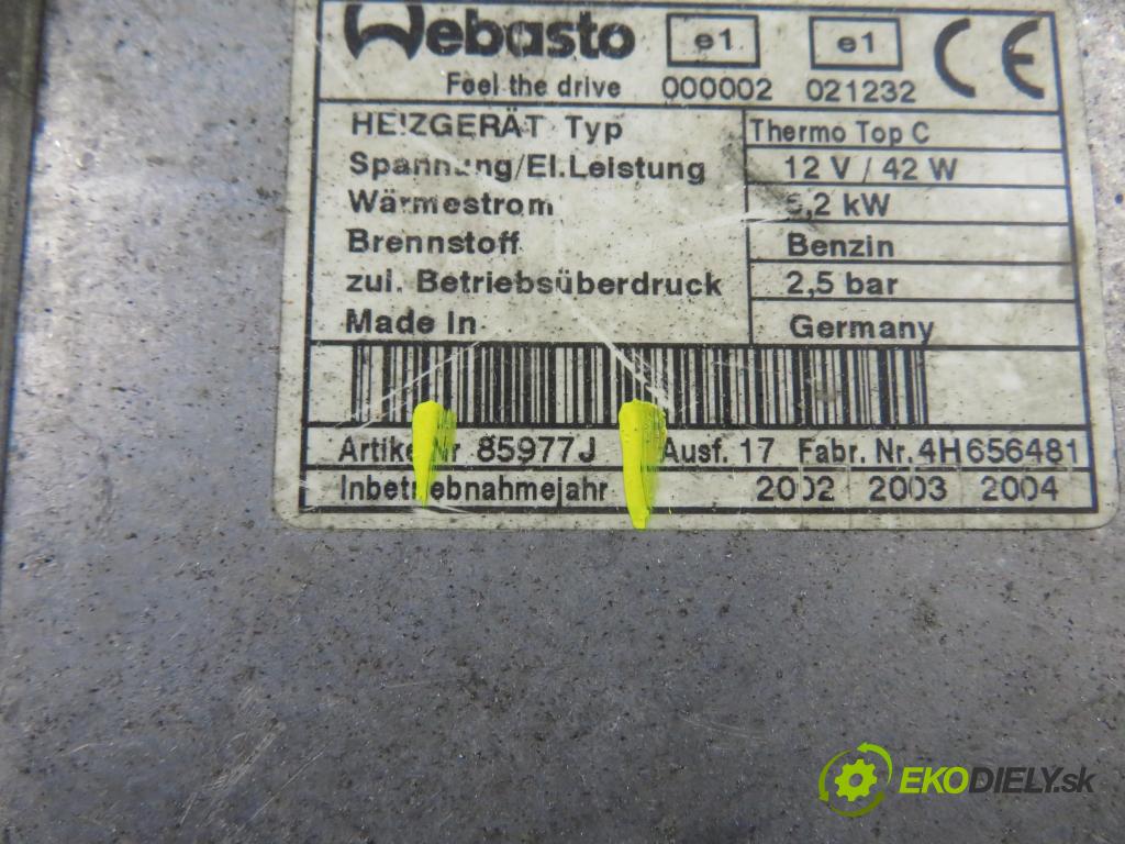 RENAULT GRAND ESPACE IV (JK0/1_) MINIVAN 2003 125,00 2.0 Turbo (JK0A, JK0B, JK0N) - F4R 797 1998,00 Webasto 85977J ; 66724A (Webasto (nezávislé kúrenie))