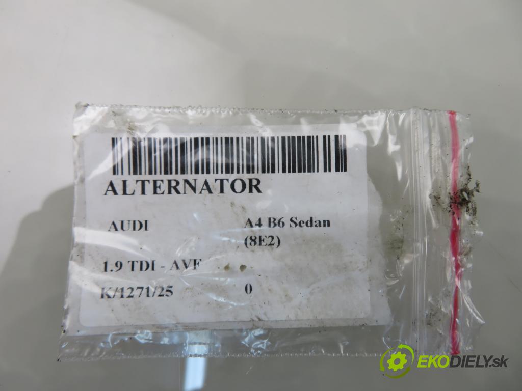 AUDI A4 (8E2, B6) SEDAN 2001 96,00 1.9 TDI PD 130 - AWX 1896,00 Alternátor A3033 (Alternátor)