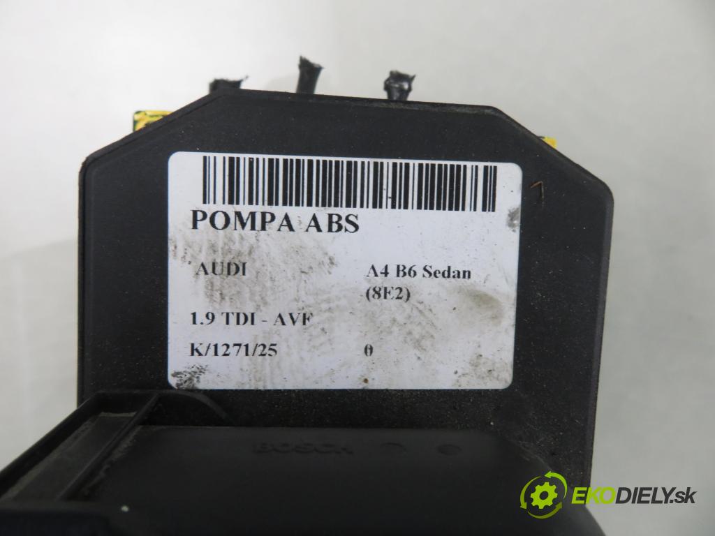 AUDI A4 (8E2, B6) SEDAN 2001 96,00 1.9 TDI PD 130 - AWX 1896,00 Pumpa ABS 0265950011 ; 8E0614517 ; 0265225048 (Pumpa ABS)