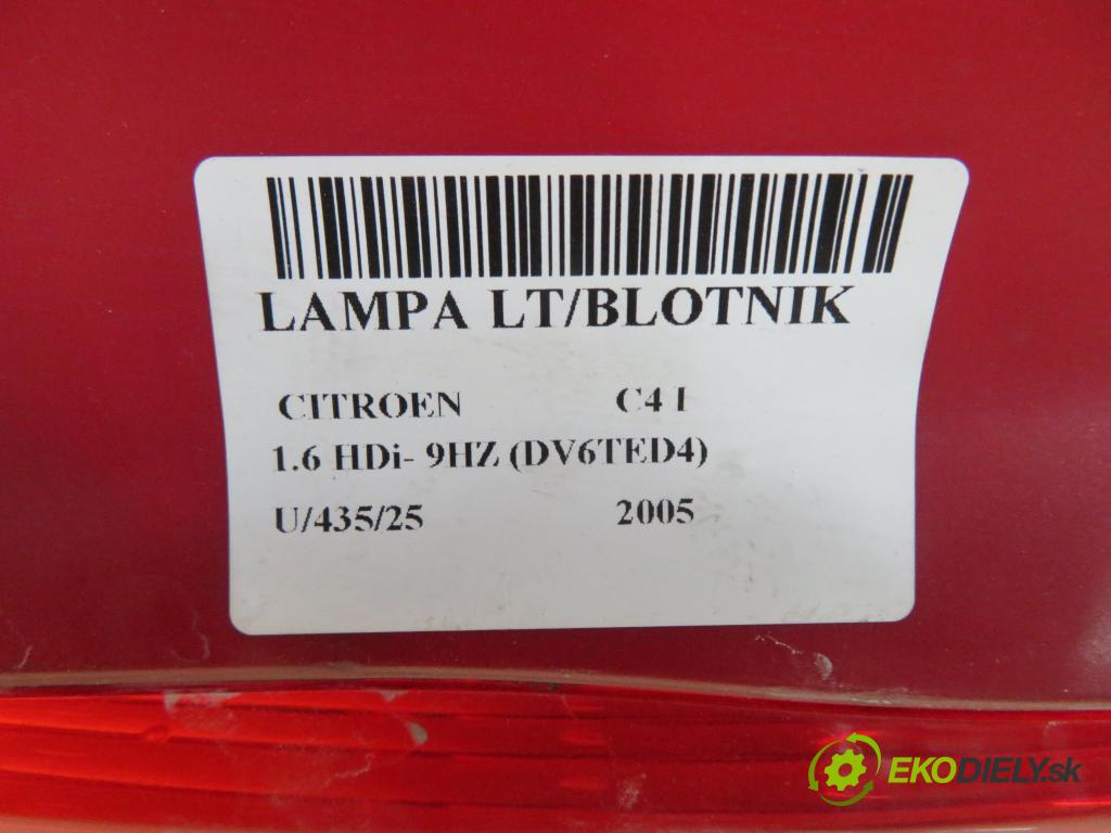 CITROEN C4 I (LC_) HB 2005 80,00 1.6 HDi 109 - 9HZ (DV6TED4) 1560,00 Svetlo ľavé zadné 9655864080