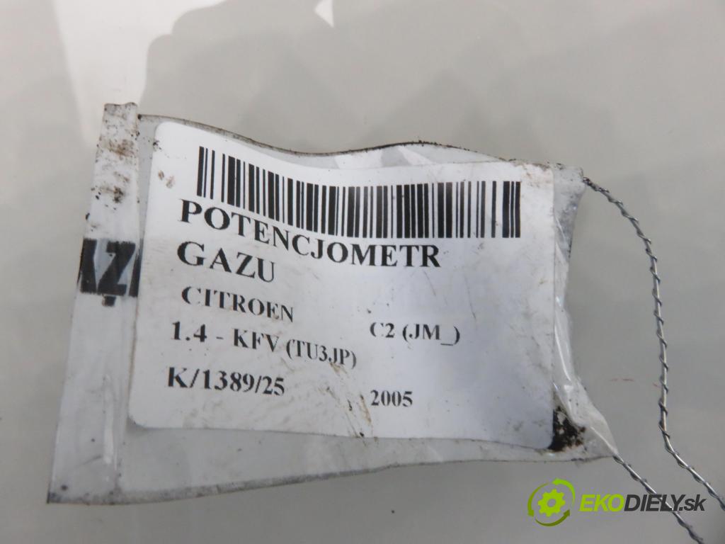 CITROEN C2 (JM_) HB 2005 50,00 1.4 - KFV (TU3JP) 1360,00 Potenciometer plynu 0280755040 ; 9654405580 (Potenciometer plynového pedálu)