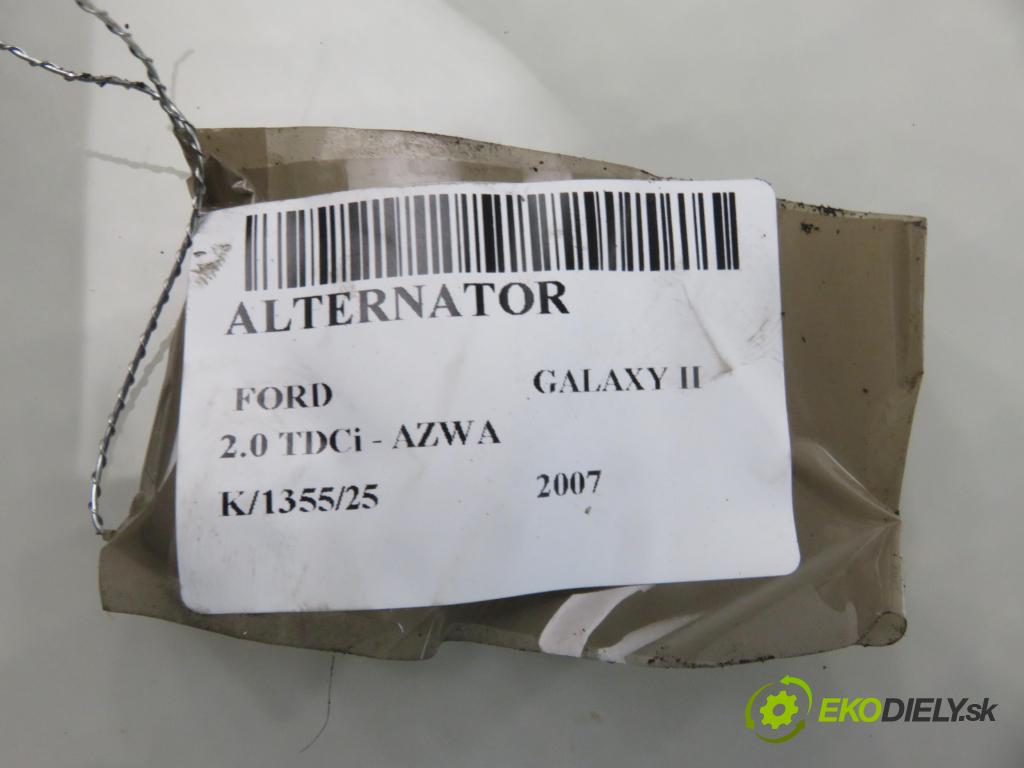 FORD GALAXY (WA6) MINIVAN 2007 96,00 2.0 TDCi - AZWA 1997,00 Alternátor 6G9N10300XC ; 0121615009 (Alternátor)