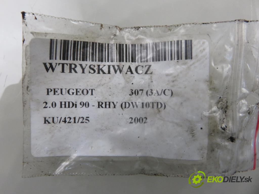 PEUGEOT 307 (3A/C) HB 2002 66,00 2.0 HDi 90 - RHY (DW10TD) 1997,00 vstrekovač 9636819380 (Vstrekovač paliva)