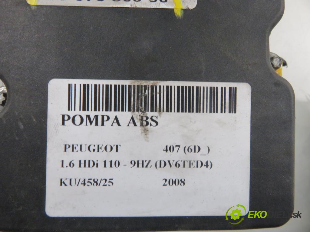 PEUGEOT 407 (6D_) SEDAN 2008 80,00 1.6 HDi 110 - 9HZ (DV6TED4) 1560,00 Pumpa ABS 0265950659 ; 9663894080 ; 9662005180 (Pumpa ABS)