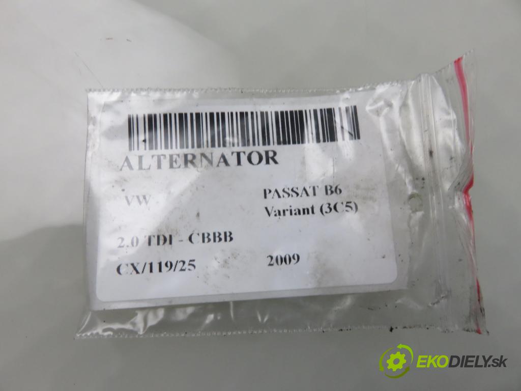 VW PASSAT B6 Variant (3C5) KOMBI 2009 125,00 2.0 TDI - CBBB 1968,00 Alternátor 021903026L (Alternátor)