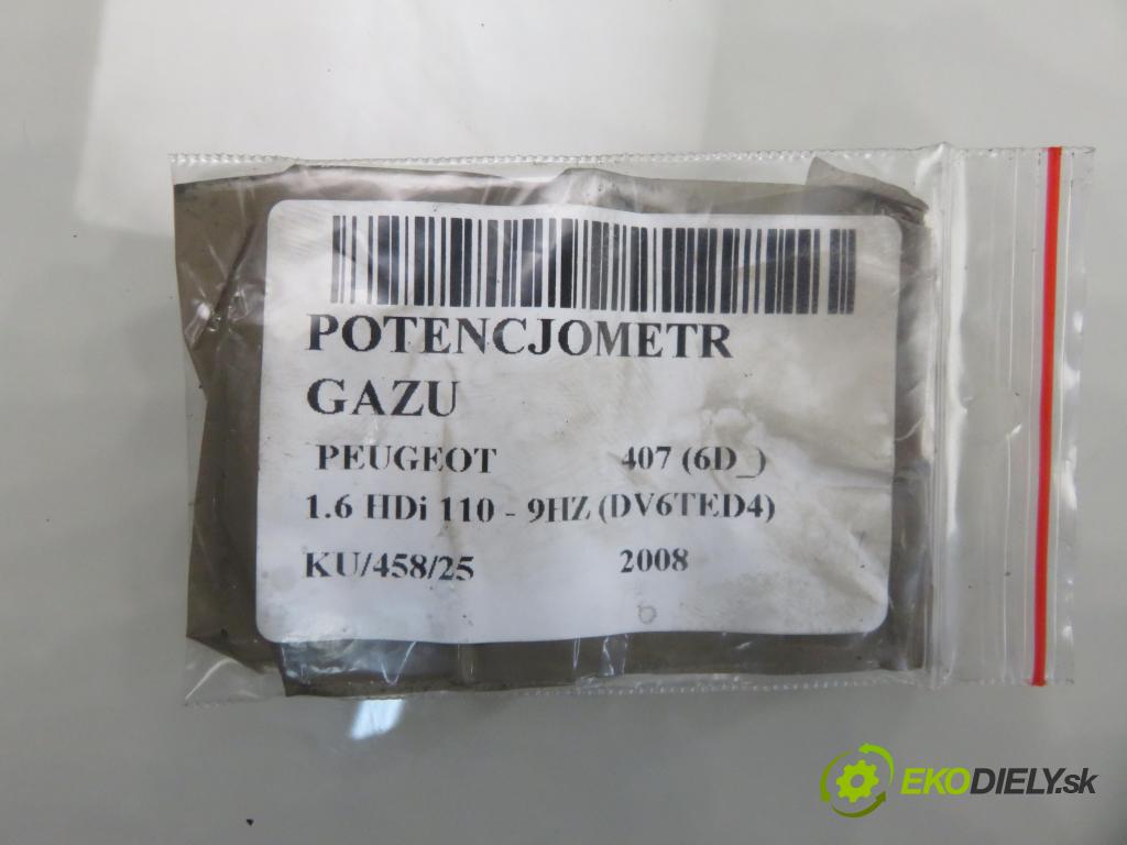 PEUGEOT 407 (6D_) SEDAN 2008 80,00 1.6 HDi 110 - 9HZ (DV6TED4) 1560,00 Potenciometer plynu 9644939680 ; 0280752241 (Potenciometer plynového pedálu)
