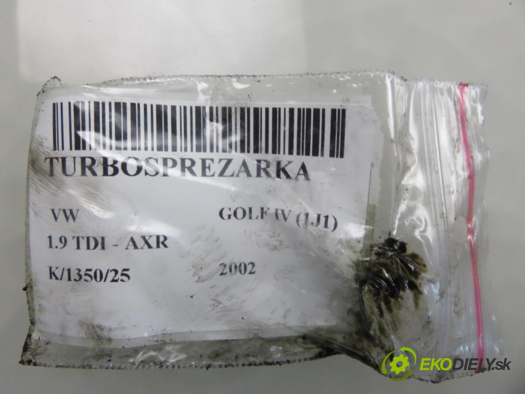 VW GOLF IV (1J1) HB 2002 74,00 1.9 TDI PD 101 - AXR 1896,00 RYCHLONABÍJEČKA: 038253016N (Kompletní turbodmychadlo)
