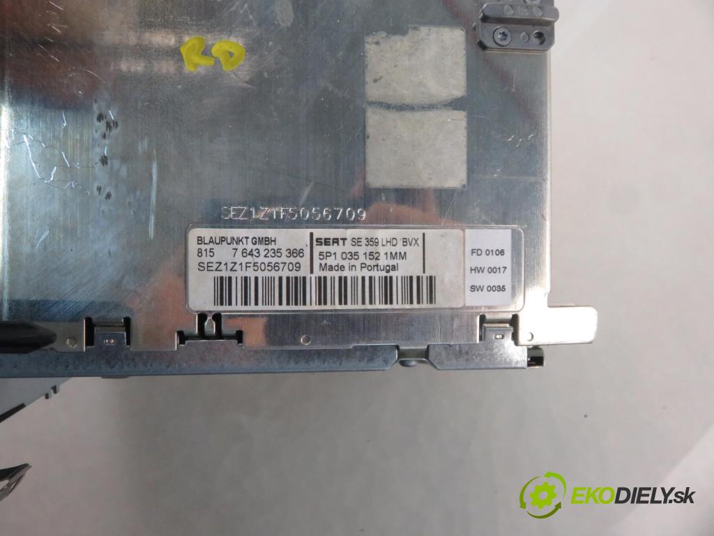 SEAT ALTEA (5P1) HB 2004 75,00 1.6 102 1595,00 RADIO CD 5P10351521MM