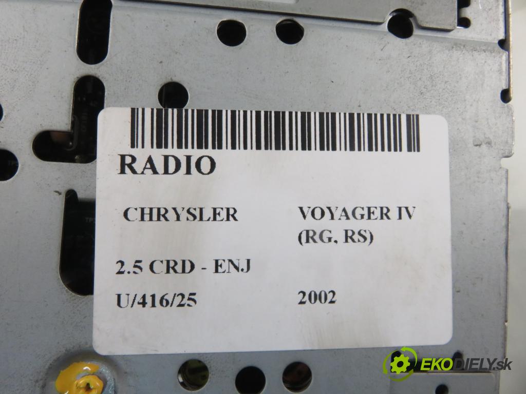 CHRYSLER VOYAGER IV (RG, RS) MINIVAN 2002 105,00 2.5 CRD 143 - ENJ 2499,00 RADIO CD Modul P56038585AO