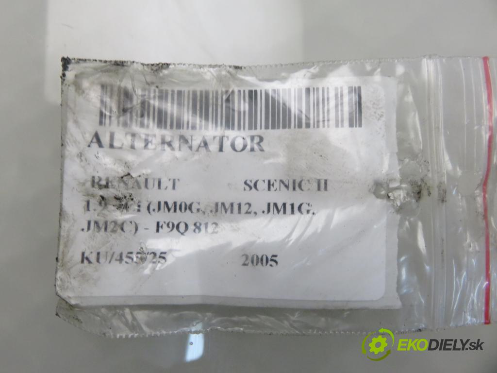 RENAULT SCENIC II (JM0/1_) MINIVAN 2005 88,00 1.9 dCi 120 - F9Q 812 1870,00 Alternátor 8200190721 ; 0124525044 (Alternátor)