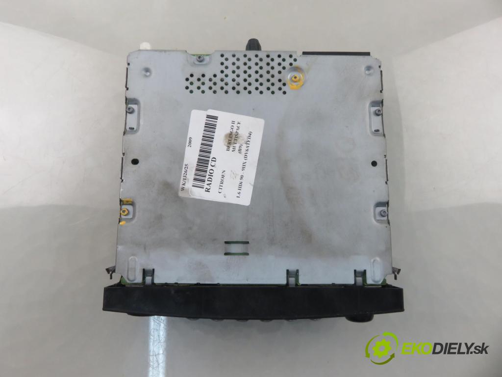 CITROEN BERLINGO MULTISPACE (B9) KOMBIVAN 2009 66,00 1.6 HDi 90 - 9HX (DV6ATED4) 1560,00 RADIO CD 9666393777