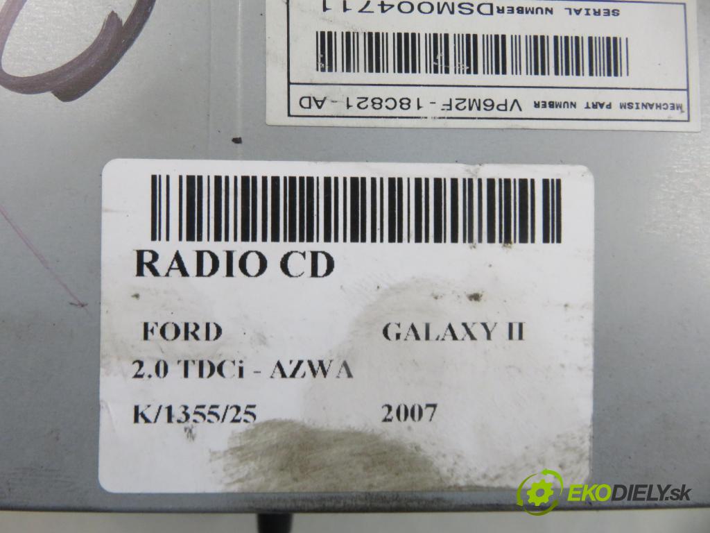 FORD GALAXY (WA6) MINIVAN 2007 96,00 2.0 TDCi - AZWA 1997,00 RADIO CD 6M2T18C939AF