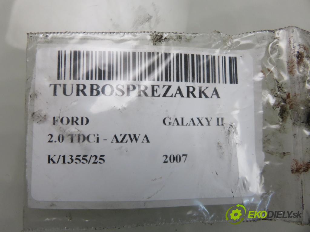 FORD GALAXY (WA6) MINIVAN 2007 96,00 2.0 TDCi - AZWA 1997,00 RYCHLONABÍJEČKA: 9662464980 (Kompletní turbodmychadlo)