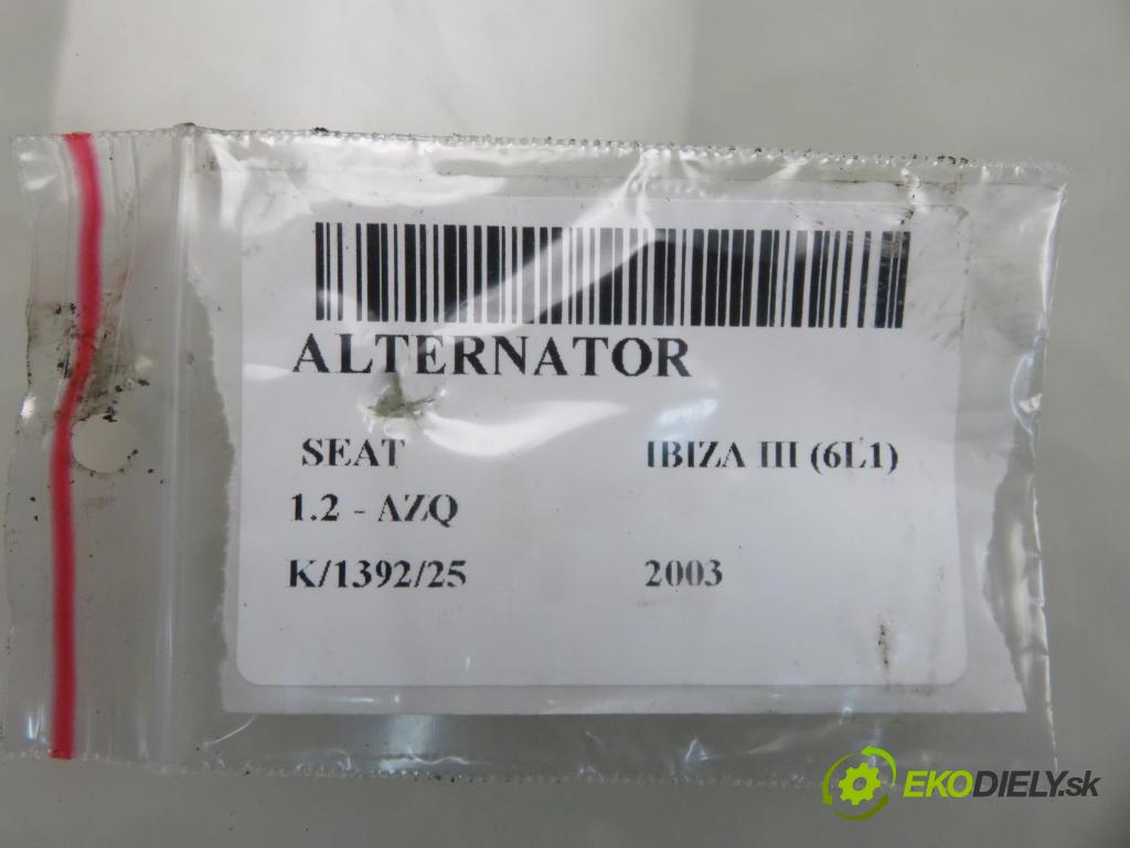 SEAT IBIZA III (6L1) HB 2003 47,00 1.2 12V - AZQ 1198,00 Alternátor 03D903025E (Alternátor)