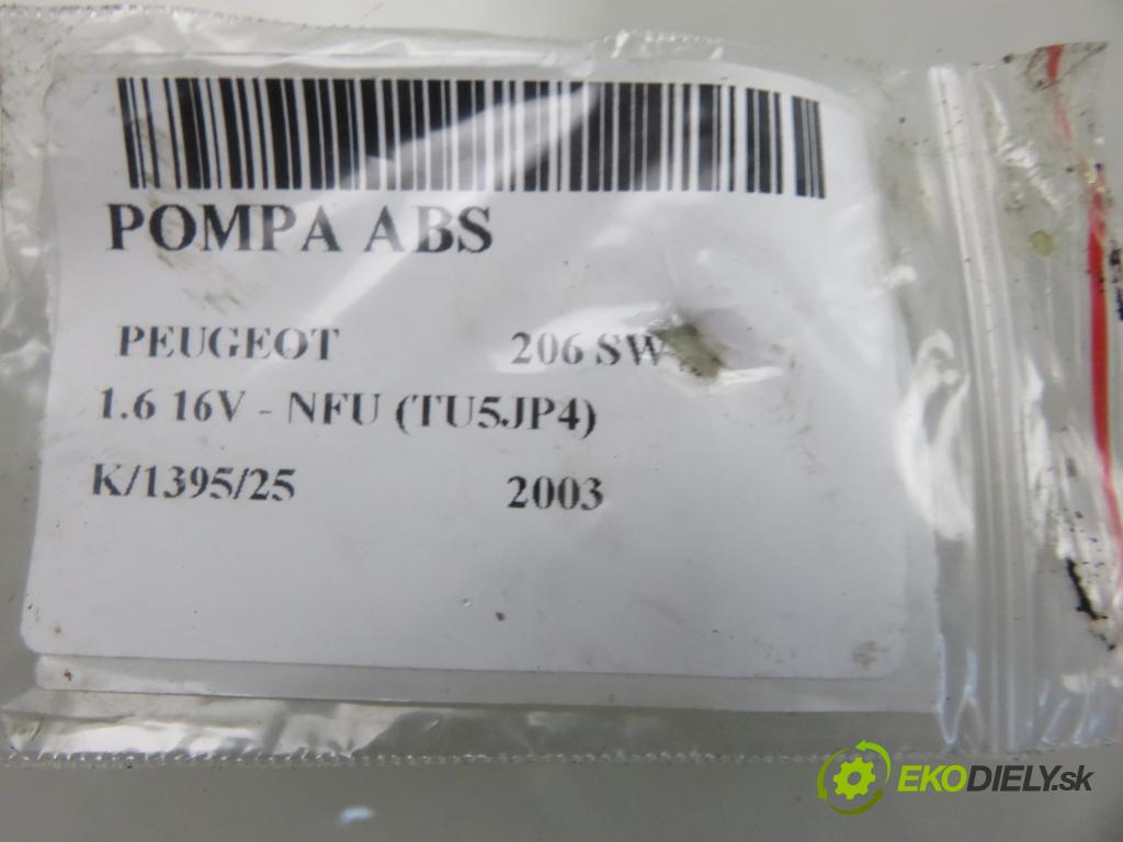 PEUGEOT 206 SW (2E/K) KOMBI 2003 80,00 1.6 16V 109 - NFU (TU5JP4) 1587,00 Pumpa ABS 10097011053 ; 5WK84105 (Pumpa ABS)